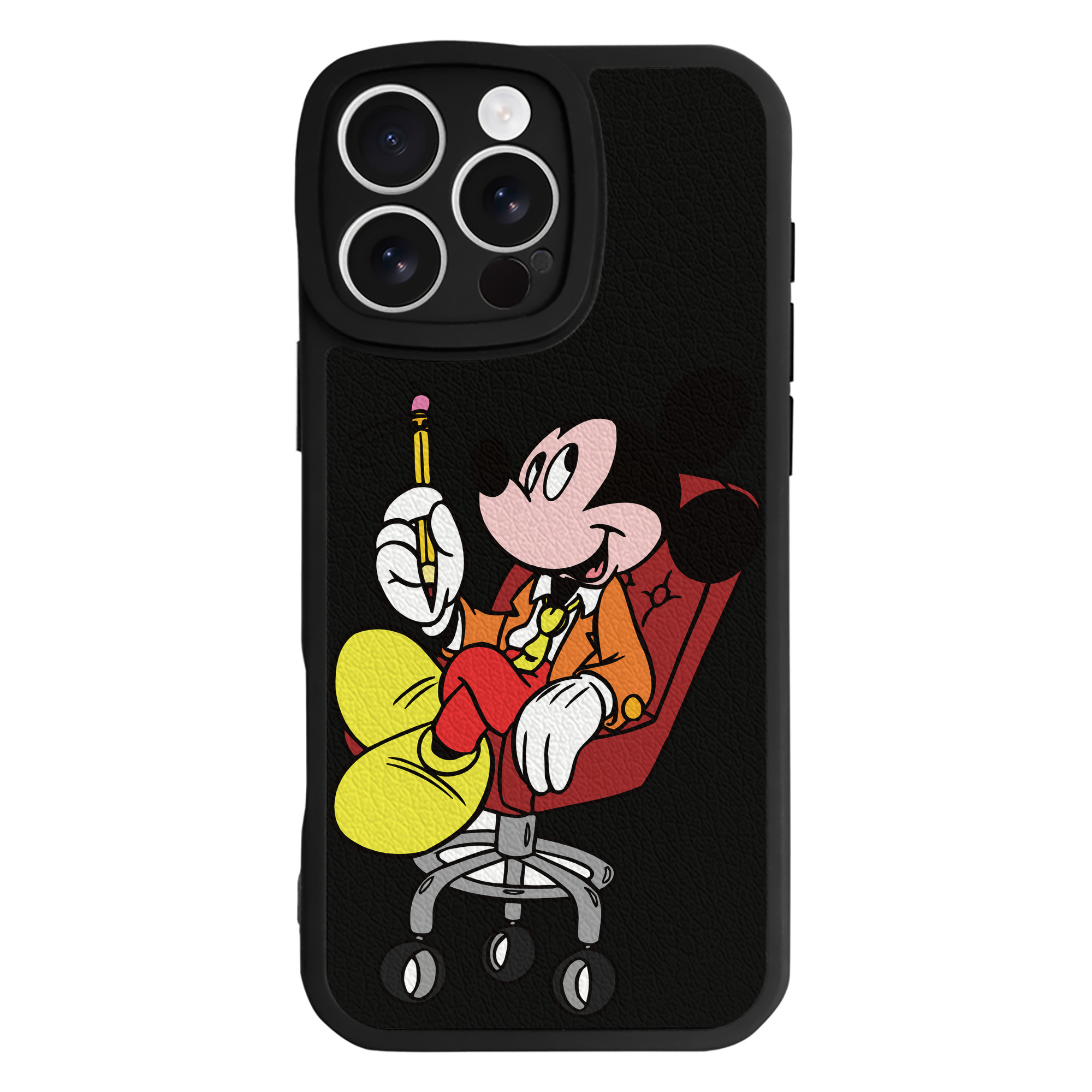 （画像用） ミッキーマウス Mickey Mouse 【iPhone 16シリーズ対応】シリコンスマホケース（レザー調） 材質：シリコン